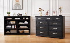 Bedroom Dresser, 9 Drawer Long Dresser With Antique Handles, Wood Chest Of Drawers For Kids Room, Li
