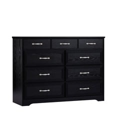 Bedroom Dresser, 9 Drawer Long Dresser With Antique Handles, Wood Chest Of Drawers For Kids Room, Li