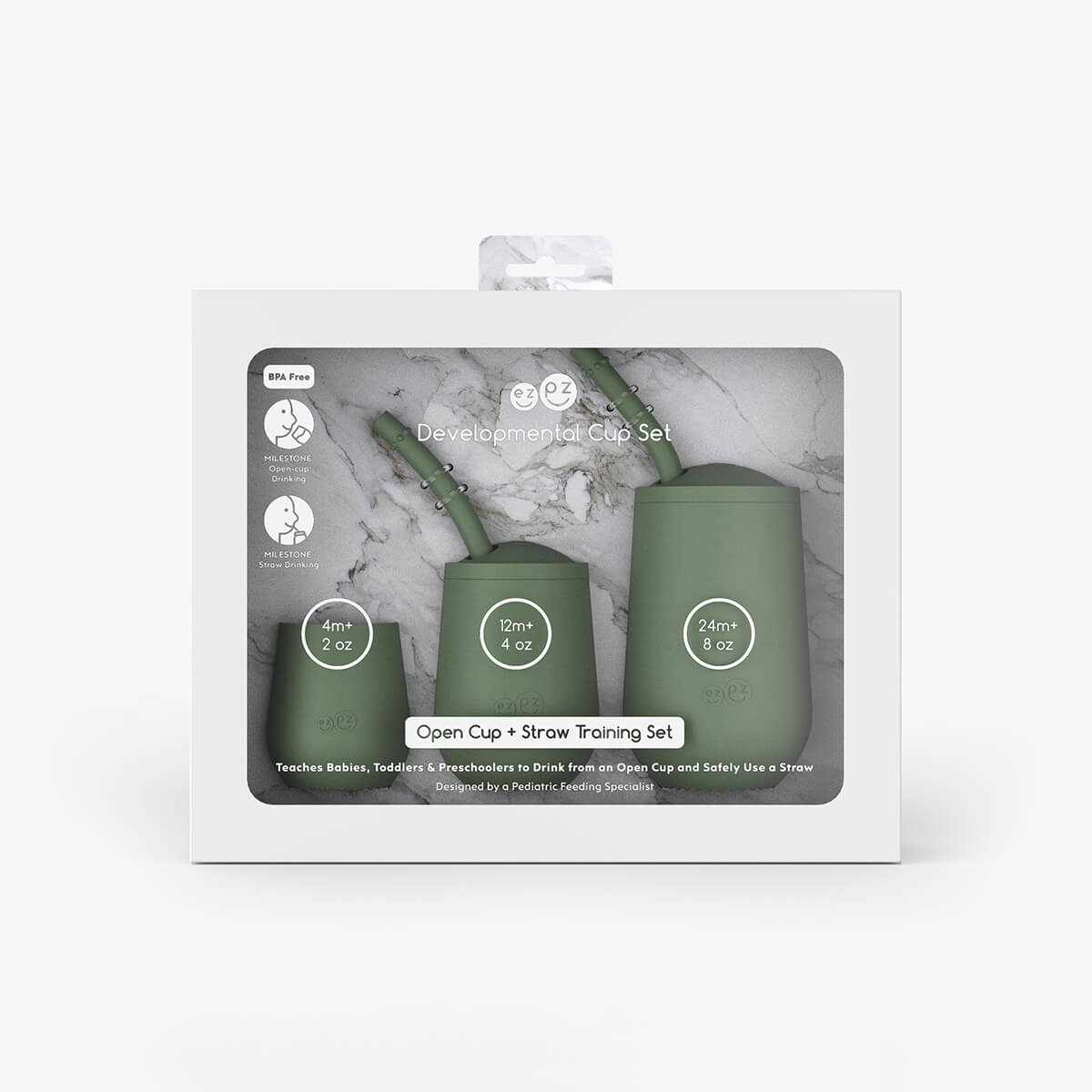 ezpz Developmental Cup Set – Silicone Training Cups (Open Cup & Straw Cup)