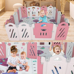 20X2 Panel Baby Playpen  Foldable Playard For Baby And Kids  Adjustable Shape Play Fence With Safety Lock Gate