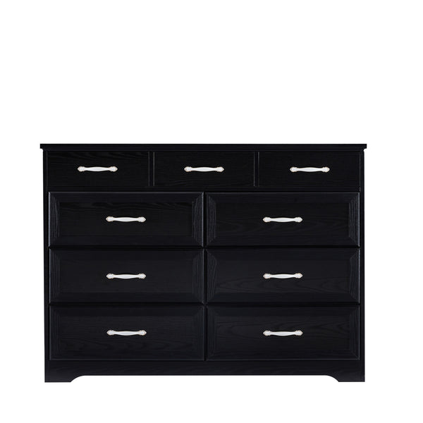 Bedroom Dresser, 9 Drawer Long Dresser With Antique Handles, Wood Chest Of Drawers For Kids Room, Li