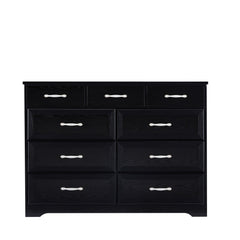 Bedroom Dresser, 9 Drawer Long Dresser With Antique Handles, Wood Chest Of Drawers For Kids Room, Li