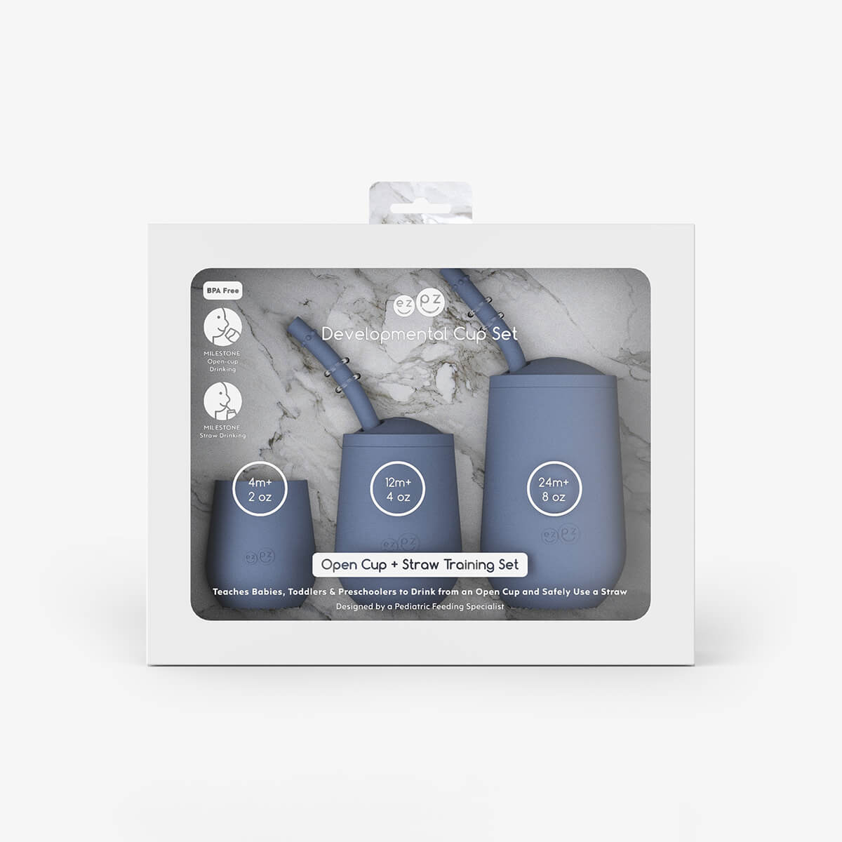 ezpz Developmental Cup Set – Silicone Training Cups (Open Cup & Straw Cup)