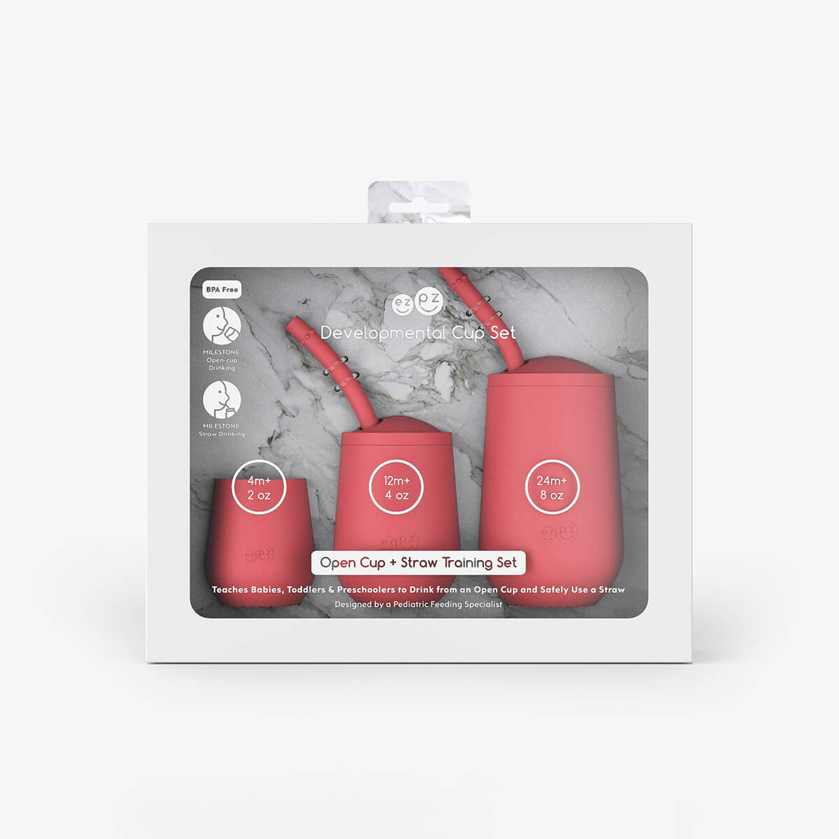 ezpz Developmental Cup Set – Silicone Training Cups (Open Cup & Straw Cup)