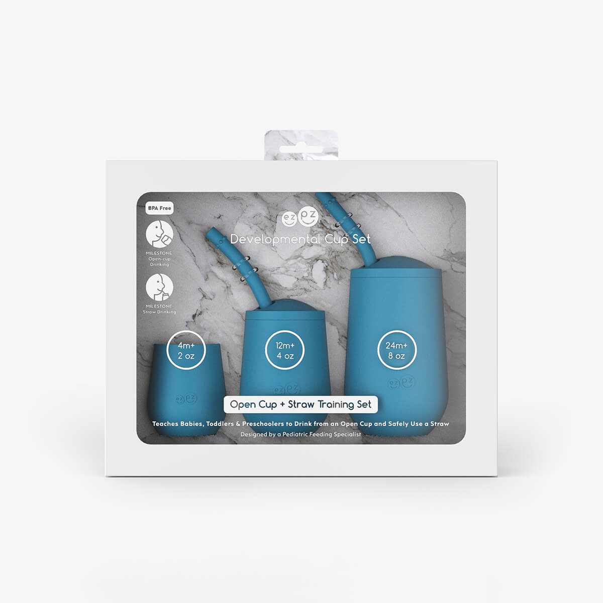 ezpz Developmental Cup Set – Silicone Training Cups (Open Cup & Straw Cup)