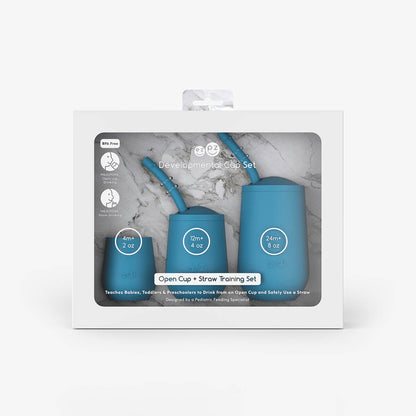 ezpz Developmental Cup Set – Silicone Training Cups (Open Cup & Straw Cup)