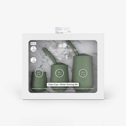 ezpz Developmental Cup Set – Silicone Training Cups (Open Cup & Straw Cup)